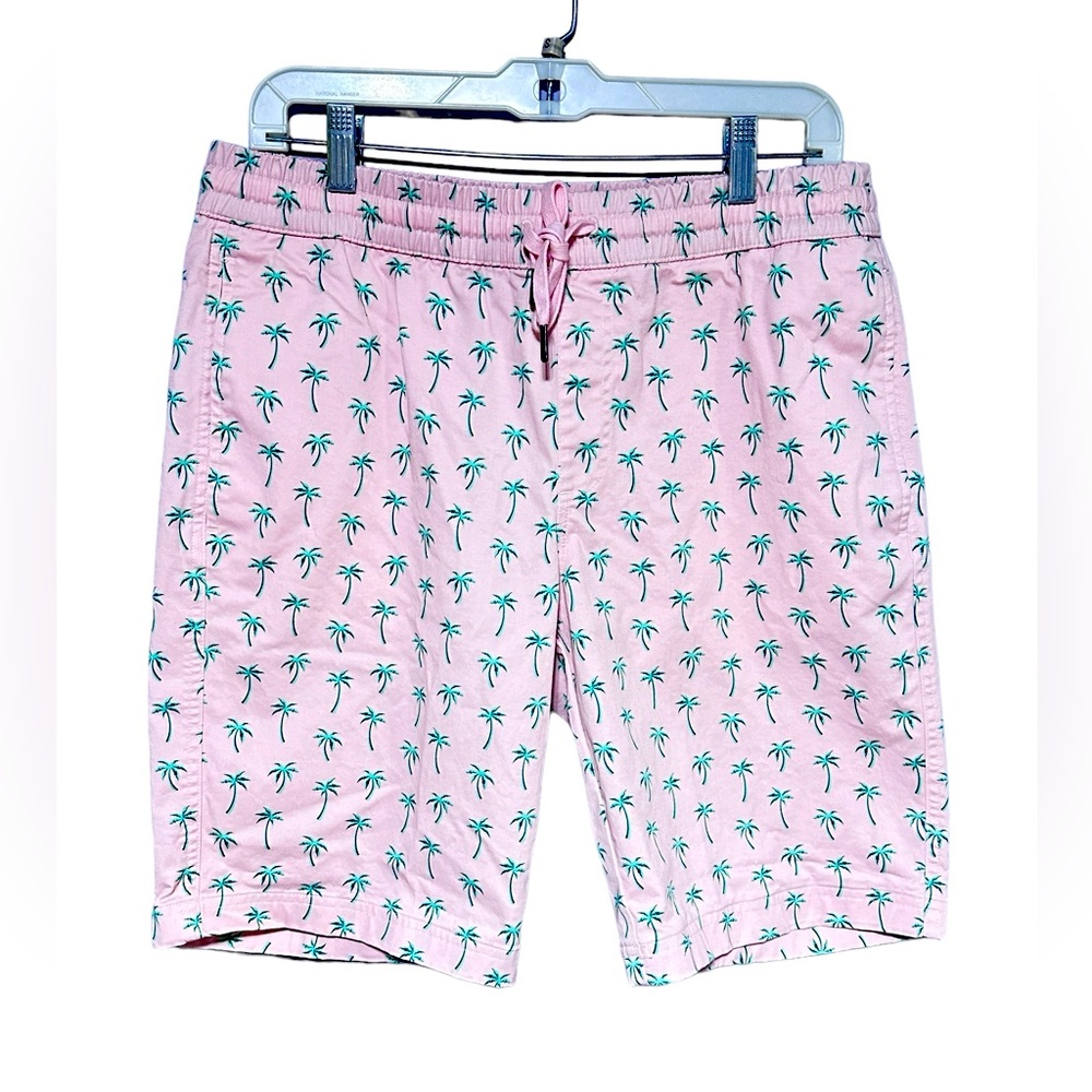 Bixby London  Pink Flamingo Drawstring Twill Shorts Preppy New W/O Tags 32x10